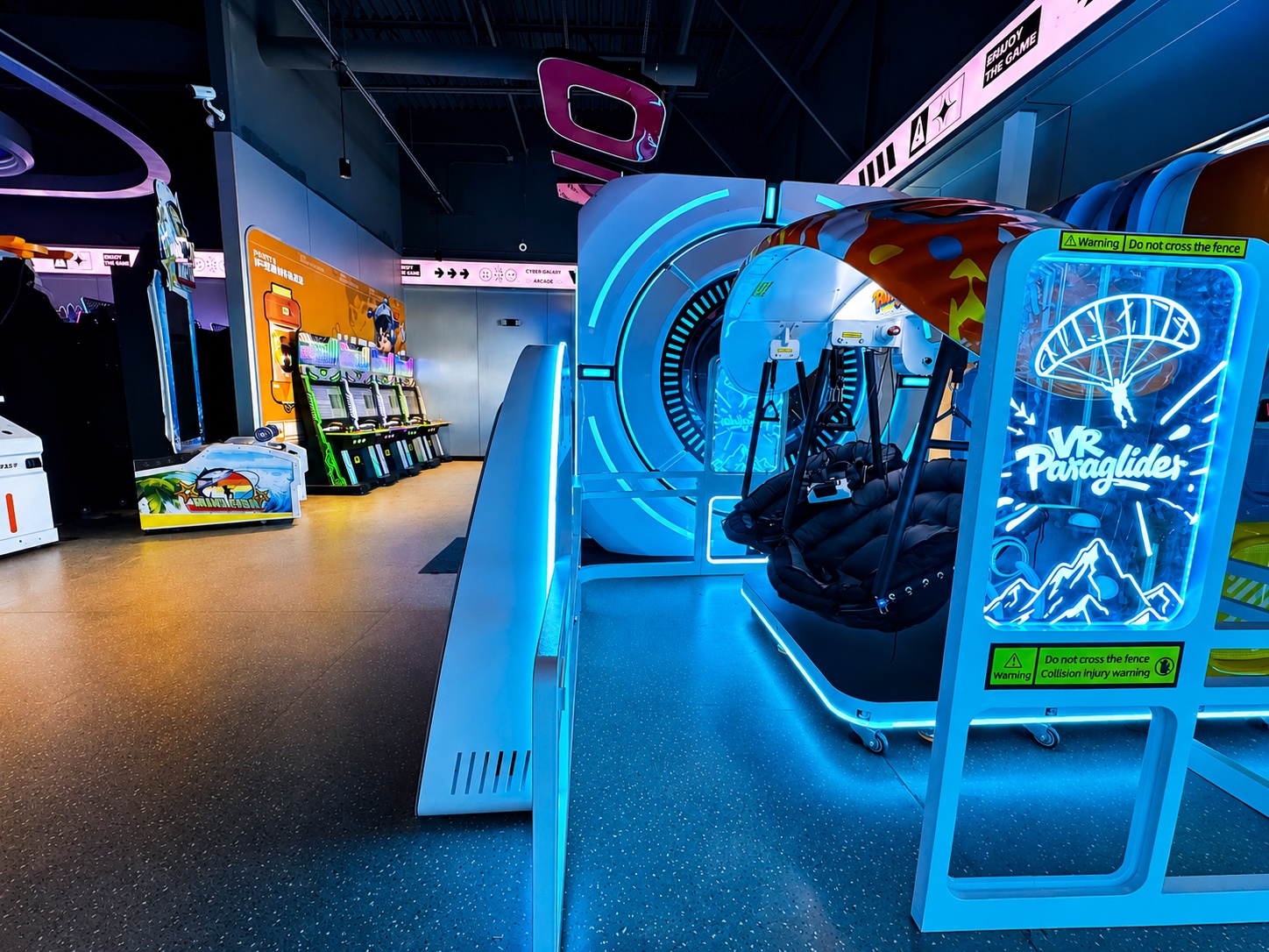 VR simulator area inside Cyber Galaxy Arcade